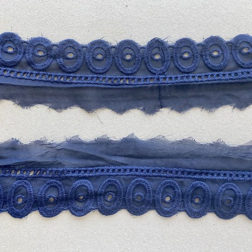 2 Yards Navy Blue Embroidered Ribbon Trim for Sewing/Crafts/Bridal/2" Wide - Picture 12 of 15