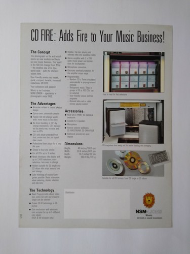 NSM CD Fire Jukebox Flyer Original Phonograph Music Art Print Sheet Wall Unit - Picture 3 of 4