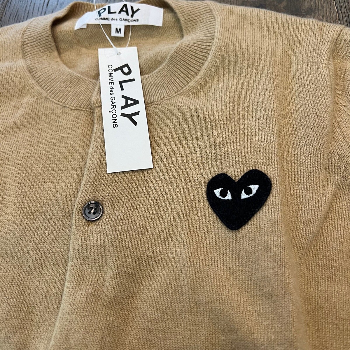 COMME DES GARCONS Play Black Heart Patch Button up Cardigan COMME DES GARCONS Play Black Heart Patch Button up Cardigan