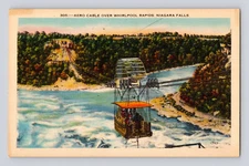 Postcard New York Niagara Falls NY Aero Cable Whirlpool Rapids 1940s Linen