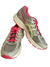 ASICS Gel Contend 4 C707N Gray Pink Yellow Running Shoes Women 6 / Youth 4.5
