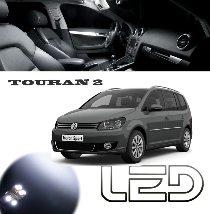 Pack de 17 Ampoules LED Blanc Pur pour VW Touran 2 Éclairage Intérieur et Plaque