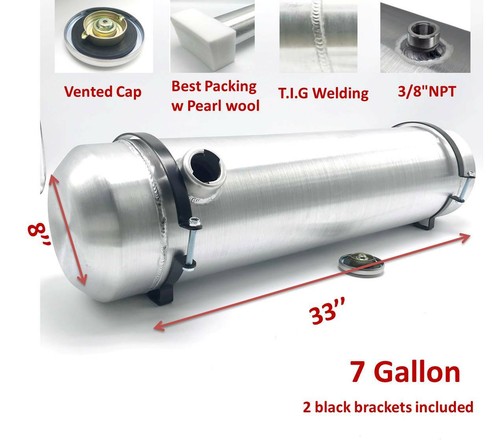Gas Tank/ Fuel Tank 7 Gallon 8" x33" Spun Aluminum End Fill 3/8'' NPT Outlet - Picture 5 of 6