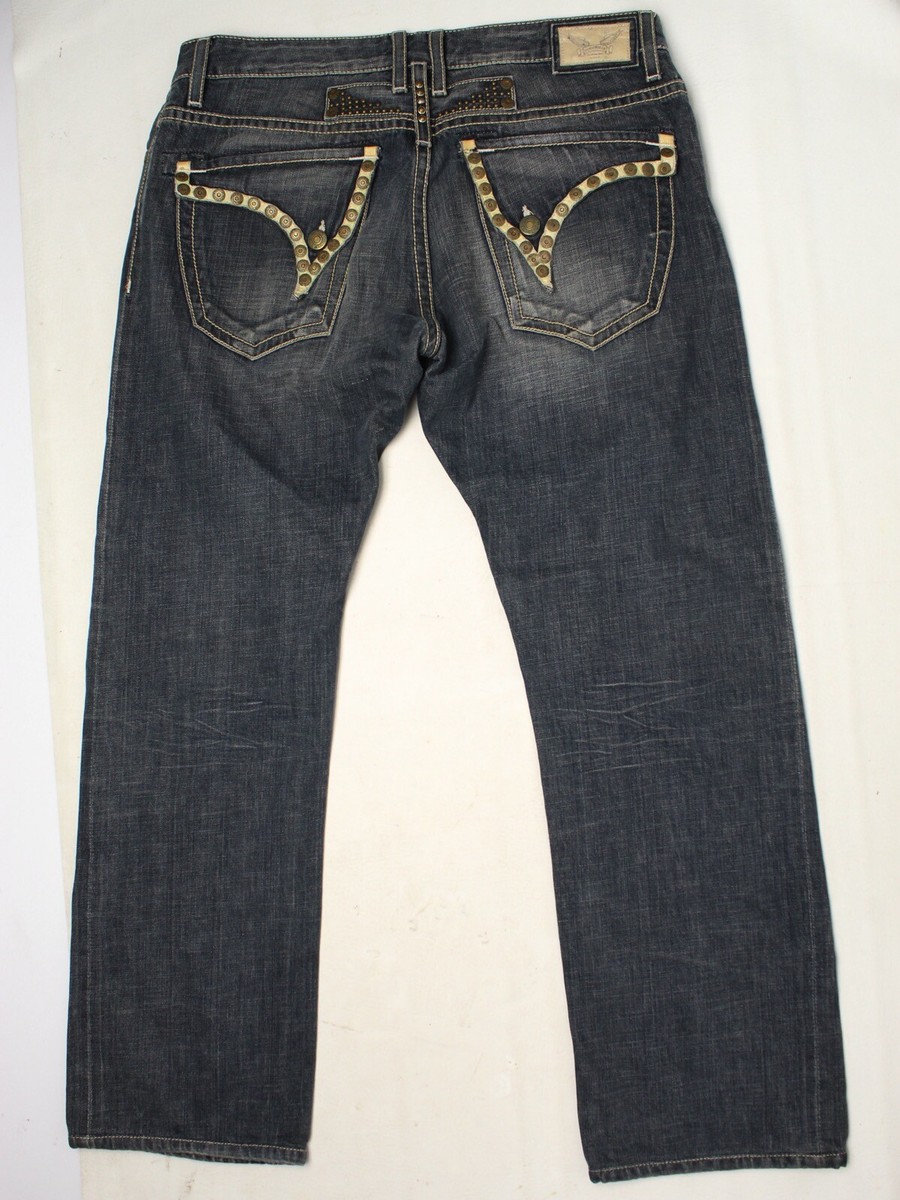 Robins Jean BSD5095WHT Mens Jeans 36 Blue Selvedge Denim Leather
