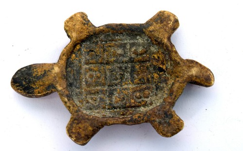 Vintage altes Dekor nützliches Feng-Shui-Messing-Schildkröte chinesische Mythologie. G7-850 - Bild 5 von 7