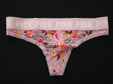 NEW Victoria's Secret VINTAGE 2019 PINK Floral Lace Thong Panty XS X-SMALL