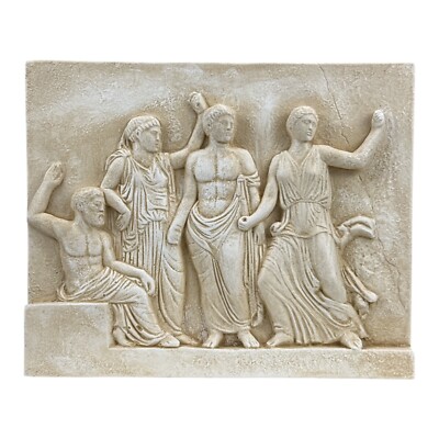 God Zeus with Hera Hermes and Aphrodite on Olympus Relief Wall Decor Small