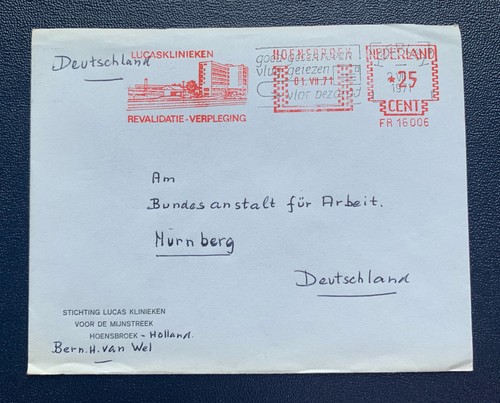 Netherlands Nederland 1971 - cover Freistempel Machine cancellation to Nürnberg