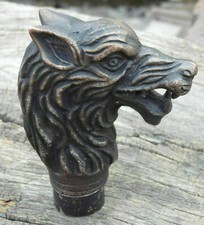 ANTIQUE BLACK SOLID DRAGON HEAD WALKING STICK VINTAGE FOR WOODEN CANE HANDLE
