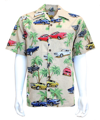 David Carey Ford Old Mustangs Cars Trees Hawaiian Camp Button Down Shirt 48944
