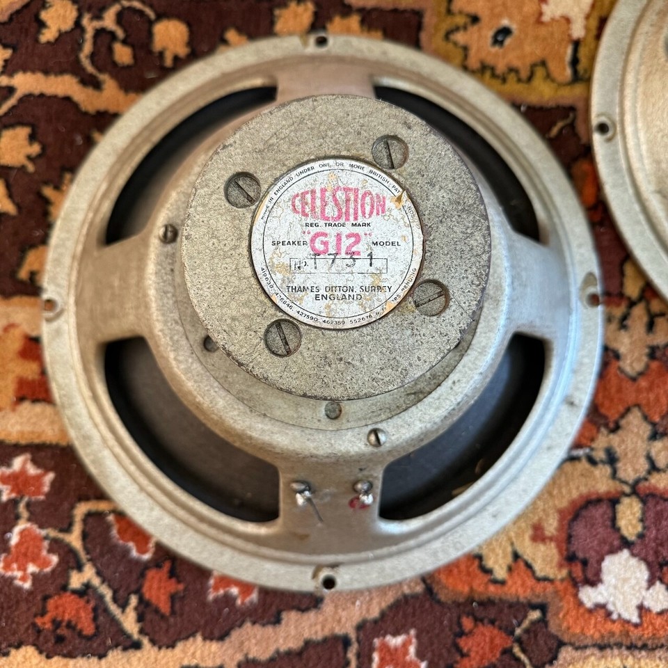 Pair Vintage 1960s Celestion Marshall G12 16ohm T731 Silver Alnico 12
