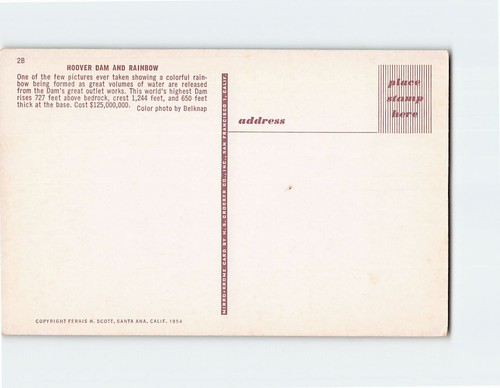 Postcard Greetings From Hoover Dam & Rainbow USA - Picture 2 of 2