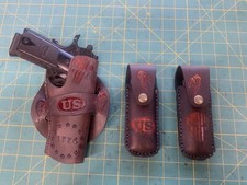 Handmade Leather 1911 Holster 2 mag pouch