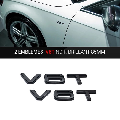 2x Logos Emblème V6T ailes portes Noir 85x18 MM pour Audi - 第 1/4 張圖片