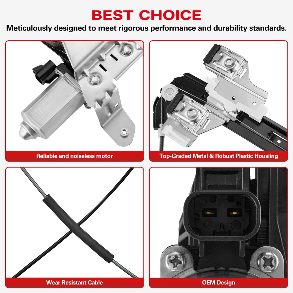 Pair Rear Power Window Regulator w/ Motor For Chevy Tahoe GMC Yukon 2000-2006 - Imagem 2 de 4