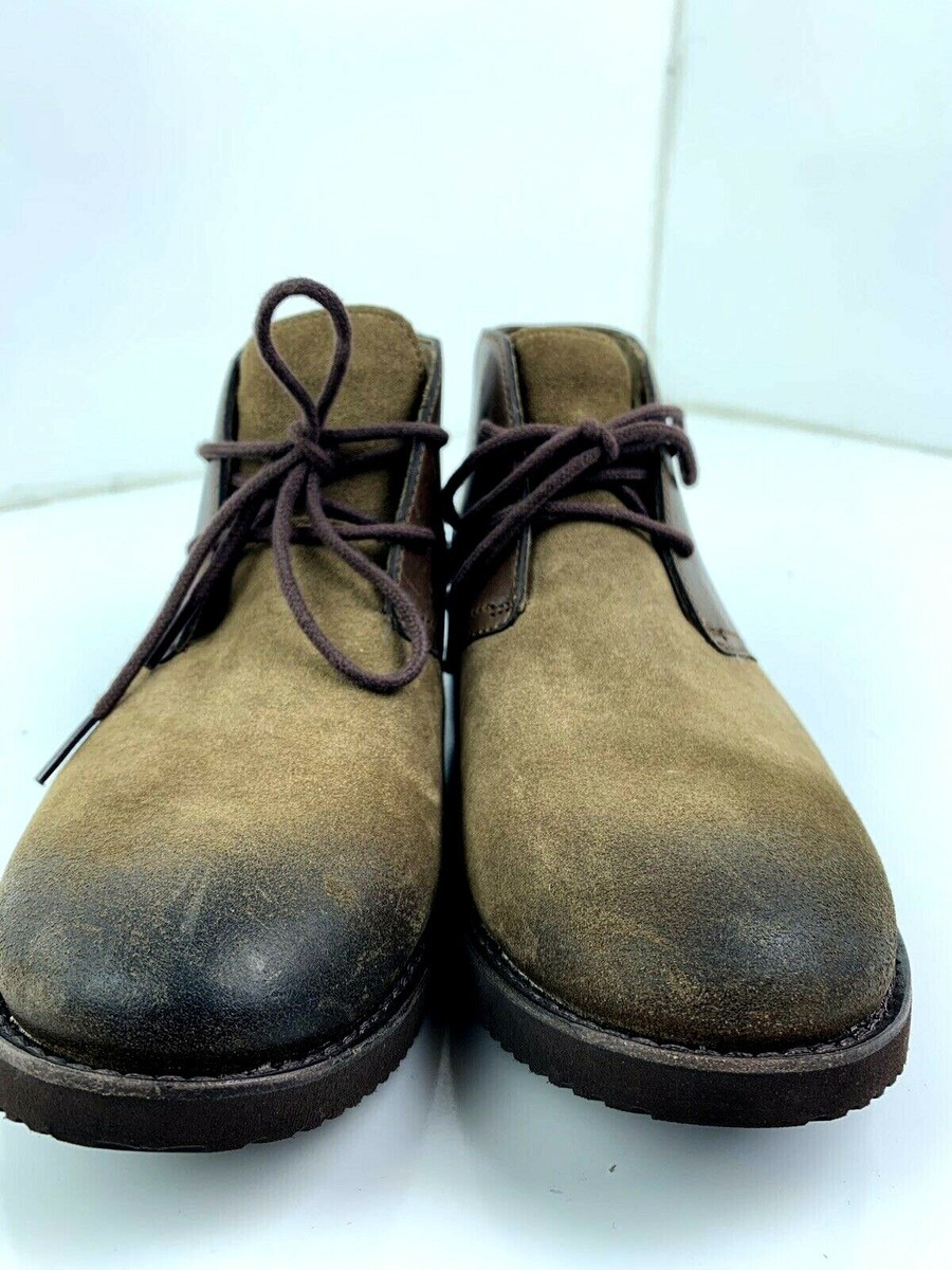 UGG Mens US Sz 7 Brown Leather Suede 2 Tone Laceup Sherpa  display picture 2