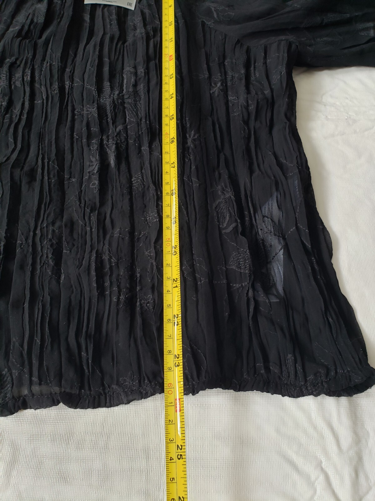 Zara Embroidered Semi Shear Boho Balloon Sleeve Black Blouse Size S image 9