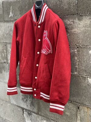 Mens OVO October's Very Own Red Varsity Jacket Drake Limited Rare