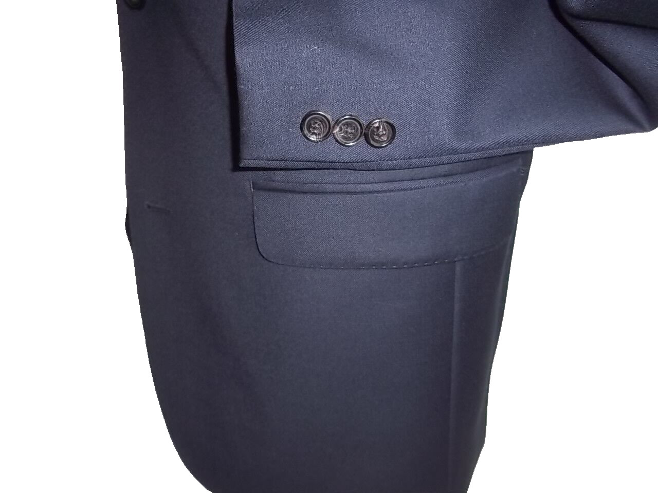 ]] Ralph Lauren Solid Navy Blue 2Button Wool Blaz… - image 5