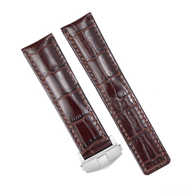 DISMAY 19mm Brown Leather Watch Band Strap For CARRERA CALIBRE