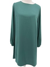 A New Day Green Round Neck Long Sleeve Short Shift Dress Womens Size Medium
