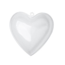 Set of 12 Clear Plastic Acrylic 80mm Fillable Heart Shaped Ornaments