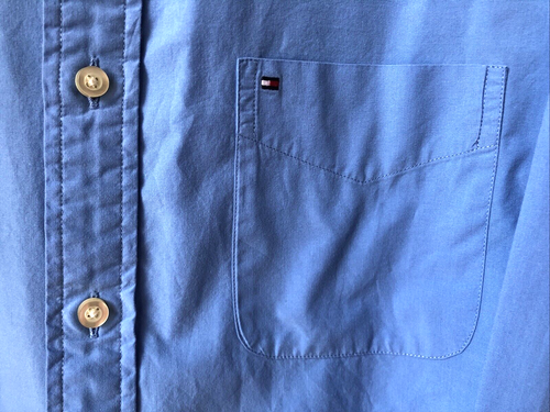 Camicia da taschino classica da uomo blu abbottonata in cotone taglia M - Foto 2 di 5