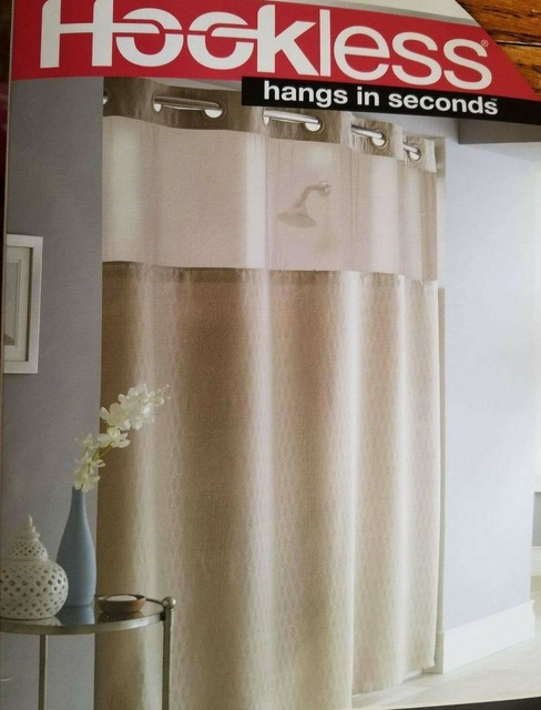 Simply Taupe Dobby Pique Details Hookless Fabric Shower Curtain Peva Snapliner For Sale Online Ebay