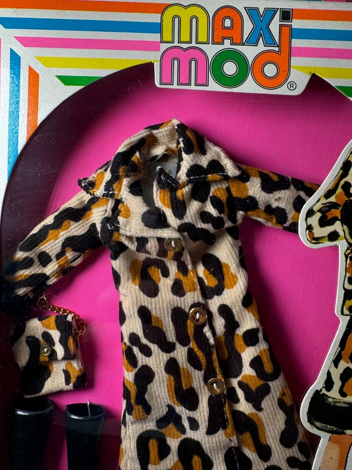 复古 Shillman Maxi Mod barbi Clone 尺寸娃娃服装 豹纹外套 — 第 2/4 张图片