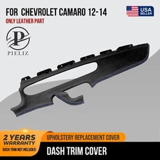 Dash Trim Leather Synthetic Cover for Chevrolet Camaro 2012-2014 Blue Stitch