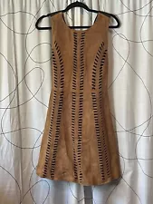 Maje Brown Suede Mini Dress Womens Size 3 Full Zip Back