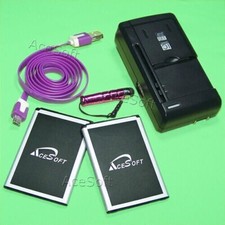 Upgraded 2x 2570mAh Battery Universal Dock Charger Pen for LG Treasure LTE L51AL