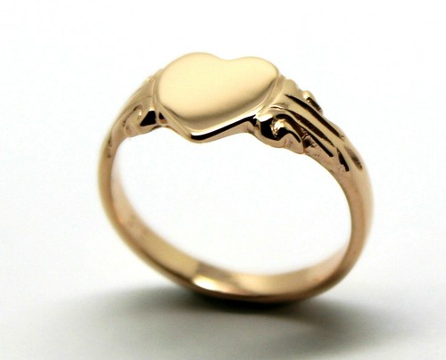 Size I Genuine New 9ct 9k Rose Gold 375 Heart Signet Ring *Free express post - Picture 3 of 12