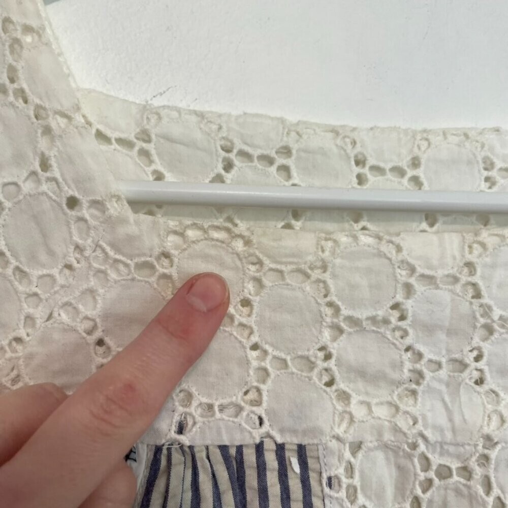 THREAD SOCIAL White Patchwork Striped Floral Seer… - image 7