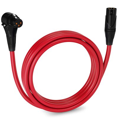 LyxPro 10 Feet Microphone XLR Angled Female Cable, 3 Pin Mic Cable - Red