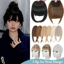 Thin/Thick Hairpiece Clip In Hair Extension Air Front Fringe Neat Bangs Natural