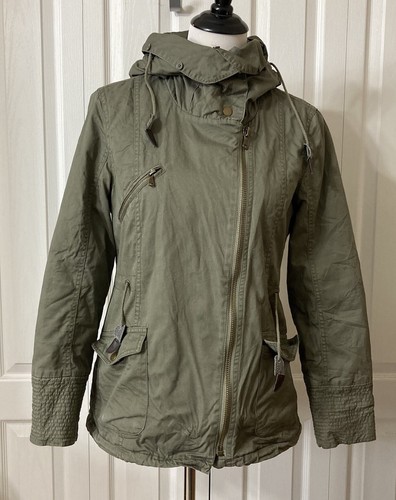 Cappotto American Rag Cie donna taglia M full zip cappuccio utility jacket foderato verde - Foto 9 di 17