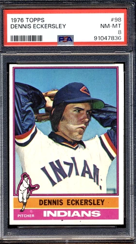 1976 Topps - Dennis Eckersley #98 (HOF RC) PSA 8 NM-Mt Cleveland Indians