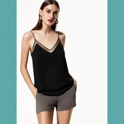 Babaton Black Strappy Galen Cami w/ Mesh Detail | Women's XS