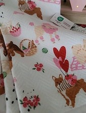 NWT 3 COTTON ENVOGUE DOG HEARTS FLORAL 3 KITCHEN TOWELS
