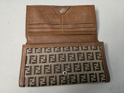 Vintage Fendi Zucchino Canvas Wallet Canvas Leather | eBay