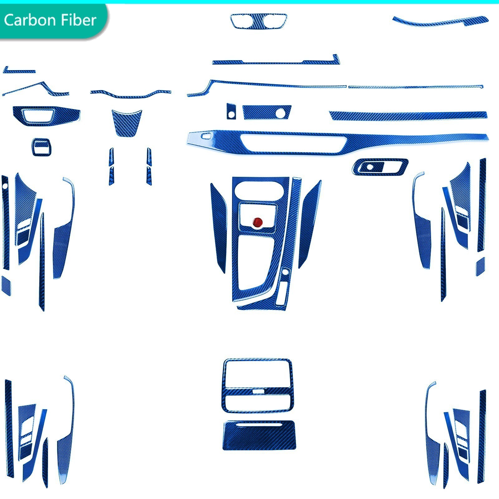 60Pcs Blue Carbon Fiber Full Interior Dash Trim Kits For Audi A4 A5 B9 2017-2024