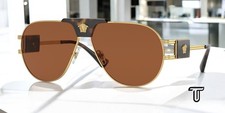 VERSACE VE2252 147073 Gold Dark Brown 63 mm Men's Sunglasses