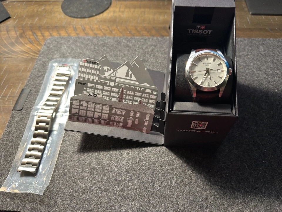 Pulsera Tissot Gentleman Powermatic 80 40 mm OEM cuero y liberación rápida OEM Foto 2 de 4