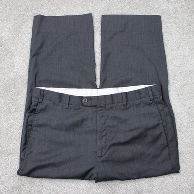 Zanella Dress Pants Mens 38x26 Gray Todd 100% Wool Flat Front Lined Straight leg