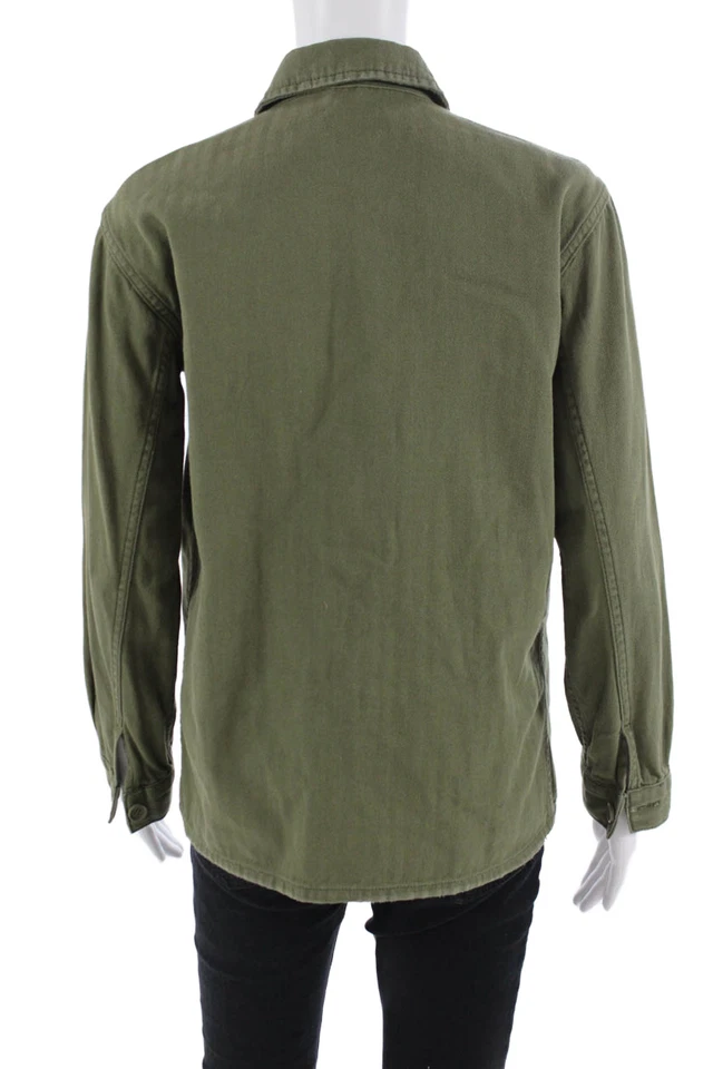 Topshop Chaqueta Militar Unisex Verde Algodón Cuello Manga Larga Talla 4 Foto 3 de 4