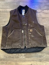 Vintage Carhartt V02 DKB Quilted Line Dark Brown Duck Vest Men  s XL Y2K