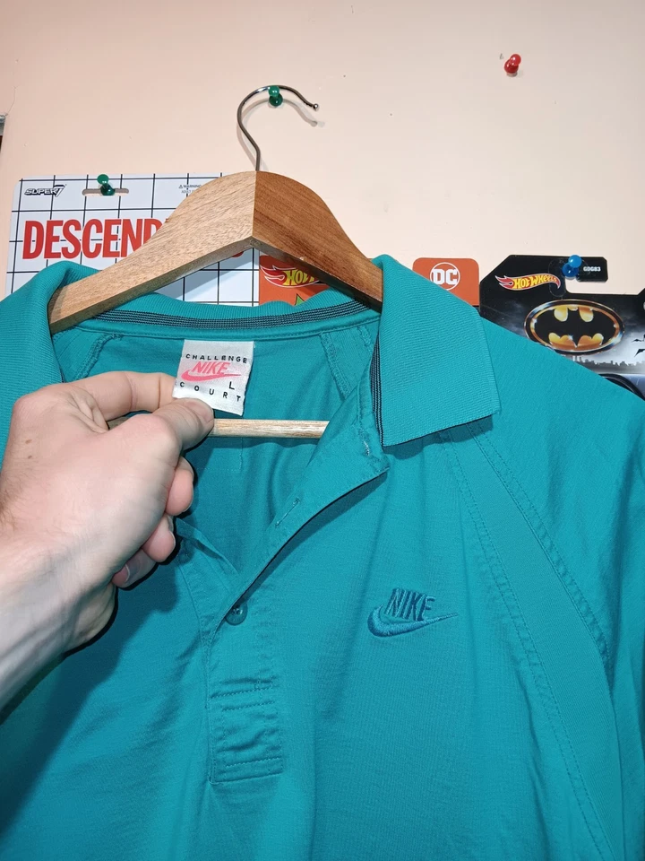 Vintage Turqoise Nike Challenge Court Polo Shirt Size Large - Image 2 of 4