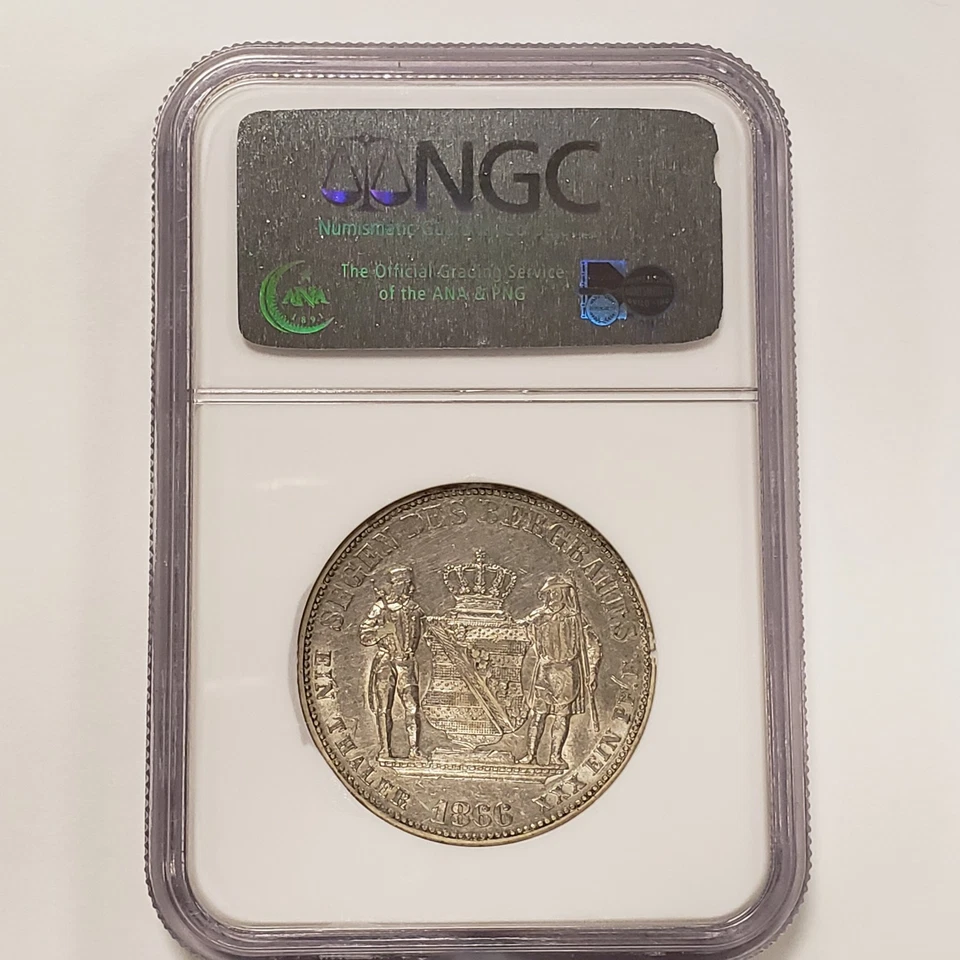 1866-B Taler German States Saxony Albertine .5359 oz ASW - NGC XF 45 - Q2449 - Image 2 of 4