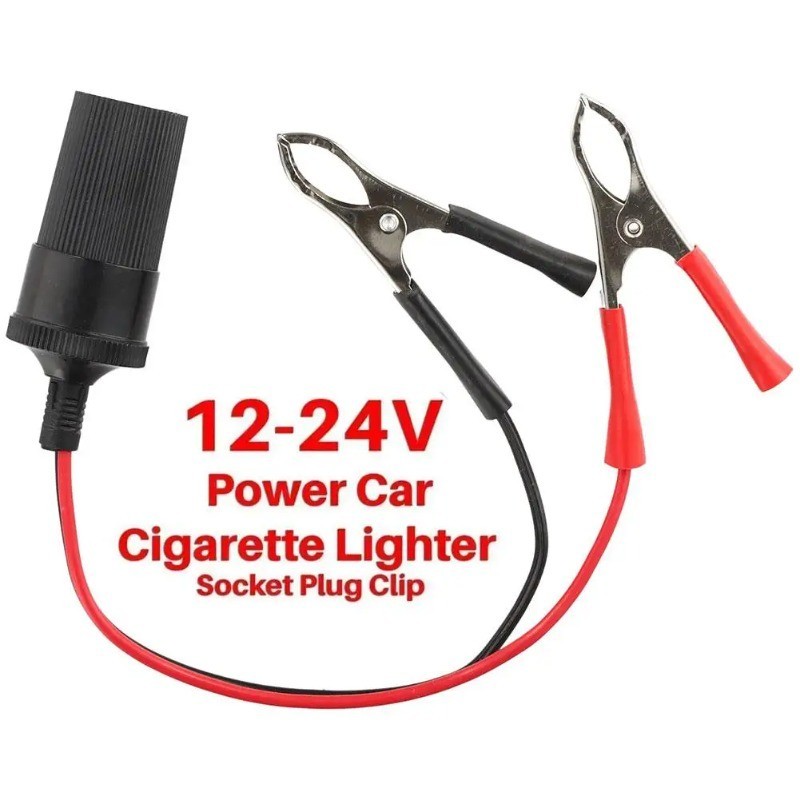High-Power 12V 24V Car Cigarette Lighter Socket To Battery Alligator  Crocodile C